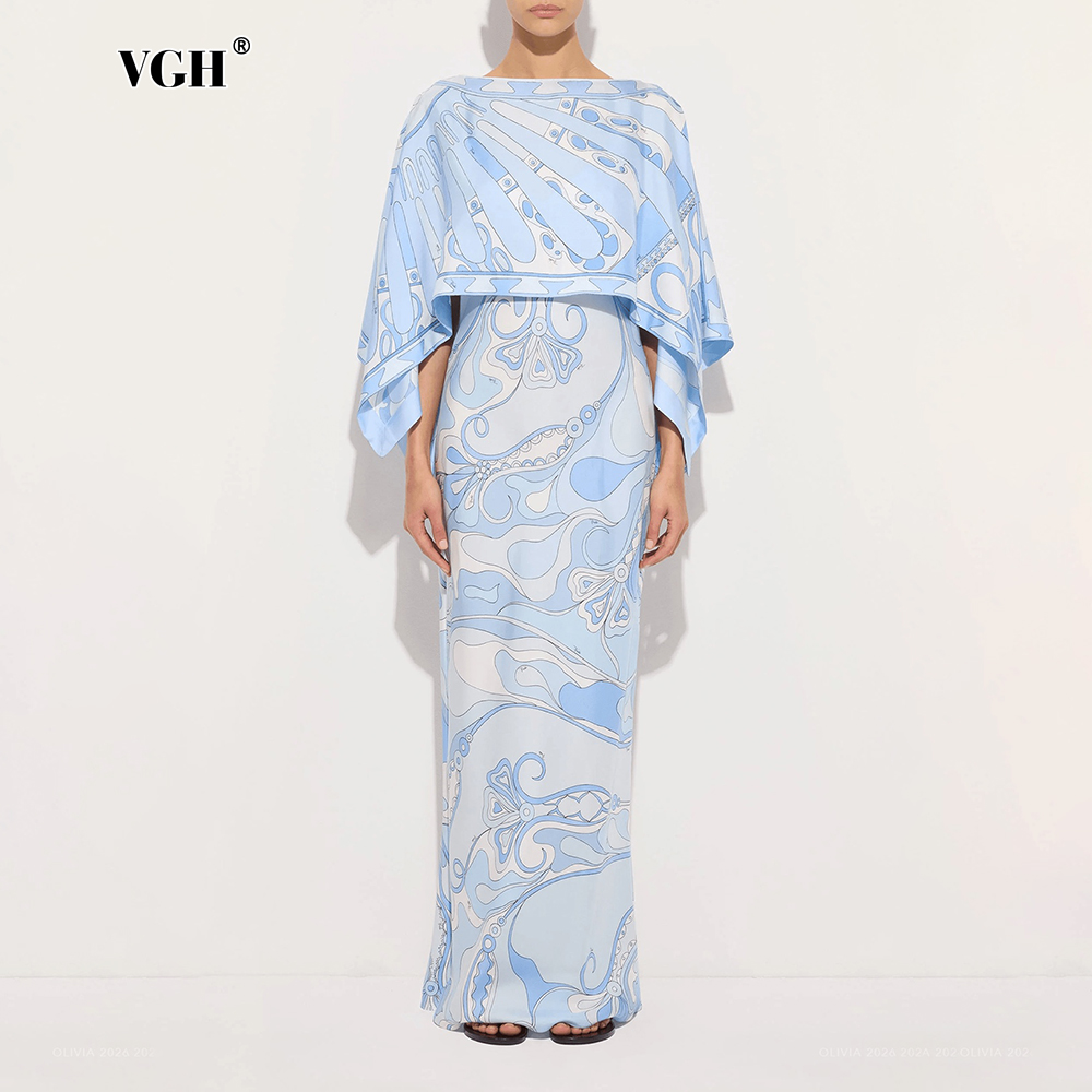 VGH Light Blue Abstract Print  - Women Formal Wear For Summer review and price