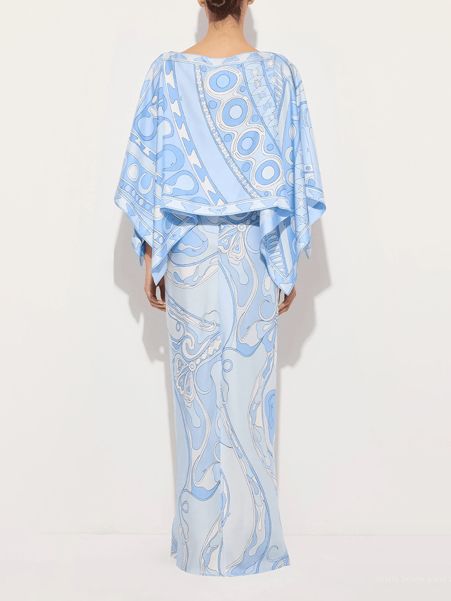 VGH Light Blue Abstract Print  - Women Formal Wear For Summer review and price