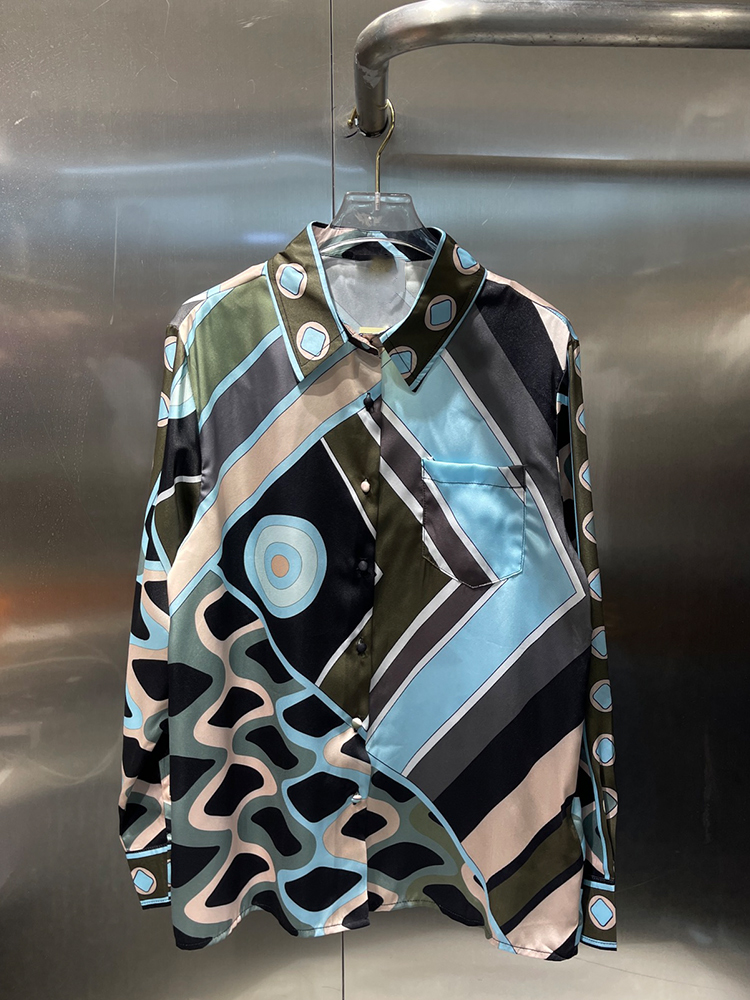 Retro geometric positioning pr - Silk Blouse Button review and price