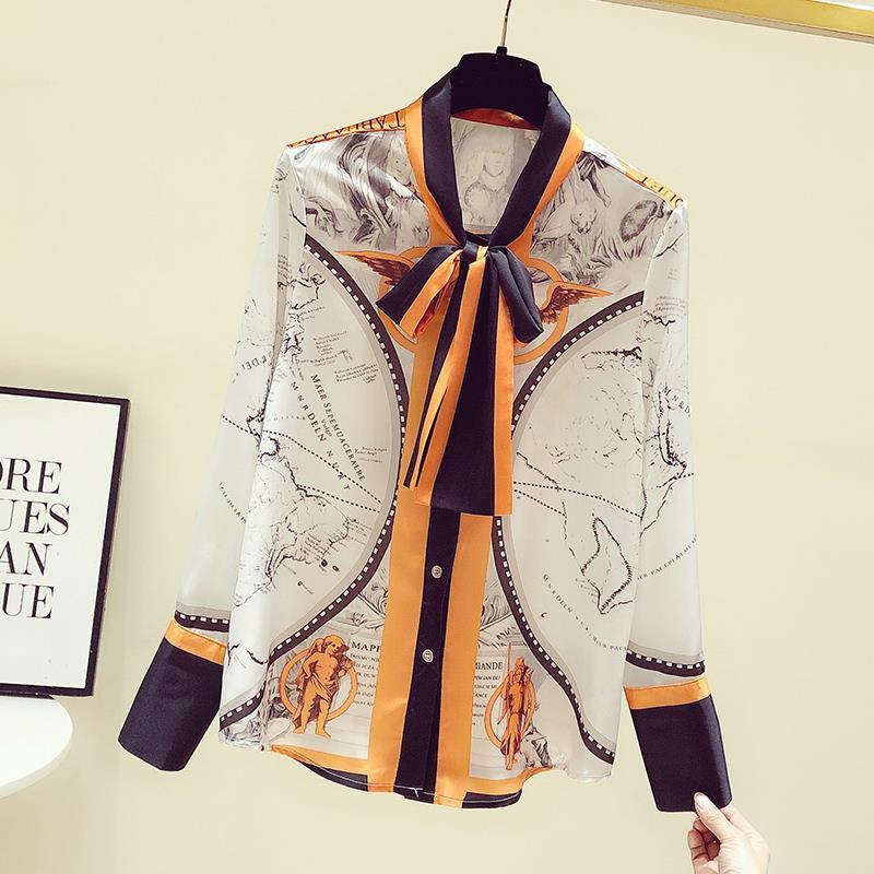 Female Korean Printing Chiffon - Silk Blouse Button review and price