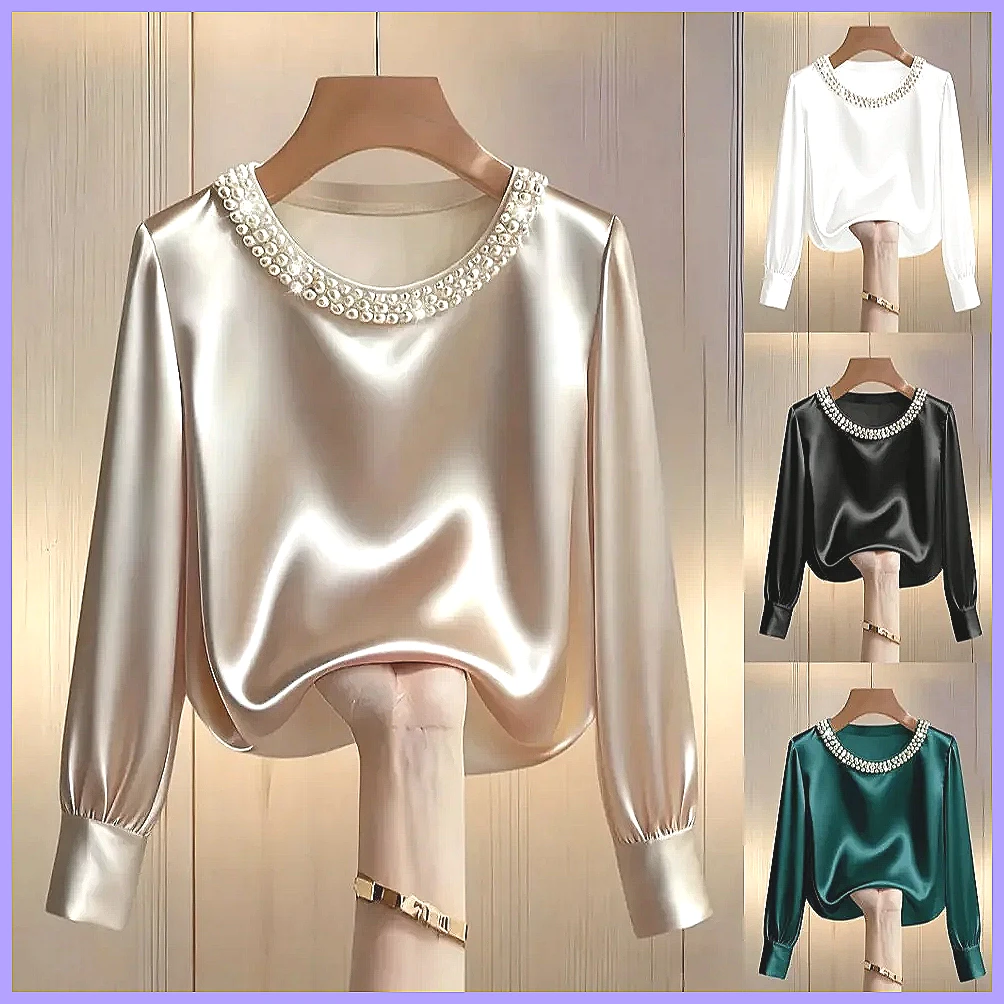 Elegant Beaded Satin Blouse fo - Silk Blouse Button review and price