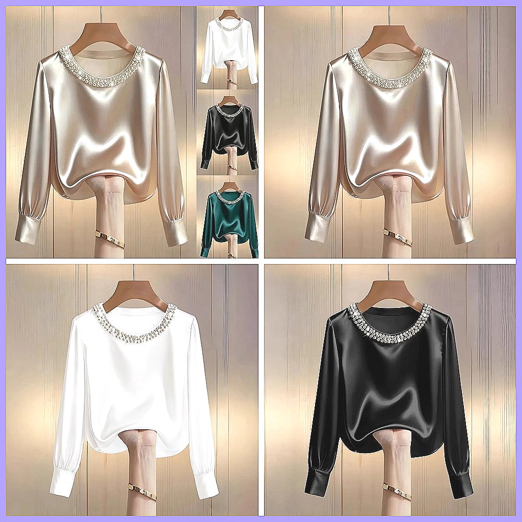 Elegant Beaded Satin Blouse fo - Silk Blouse Button review and price