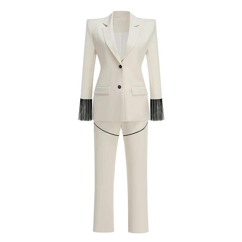 Fashion White Two Piece Sets L - Women Formal Wear Without Blazer review and price