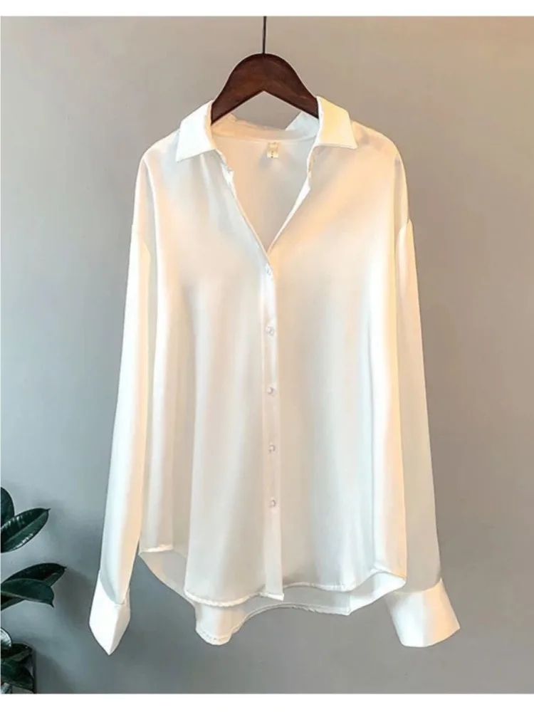 Plus Size Casual Women Silk Sh - Silk Blouse Button review and price
