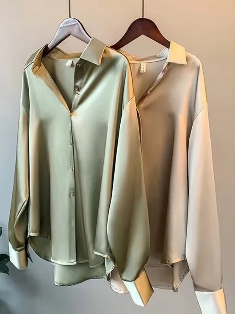 2026 Elegant Satin Loose Women - Silk Blouse Button review and price