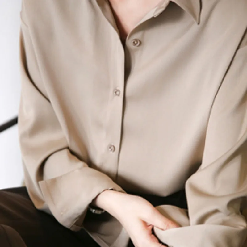 2026 Elegant Satin Loose Women - Silk Blouse Button review and price