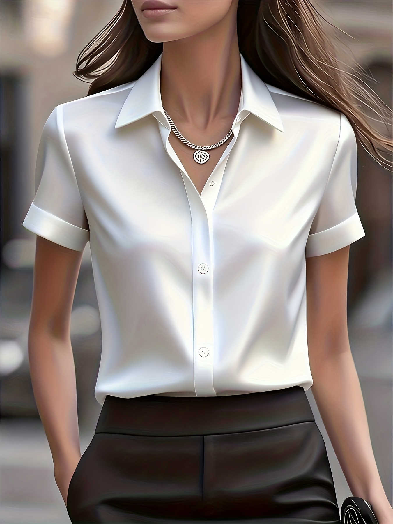 Elegant Slim Fit Silk Blend Co - Silk Blouse Button review and price