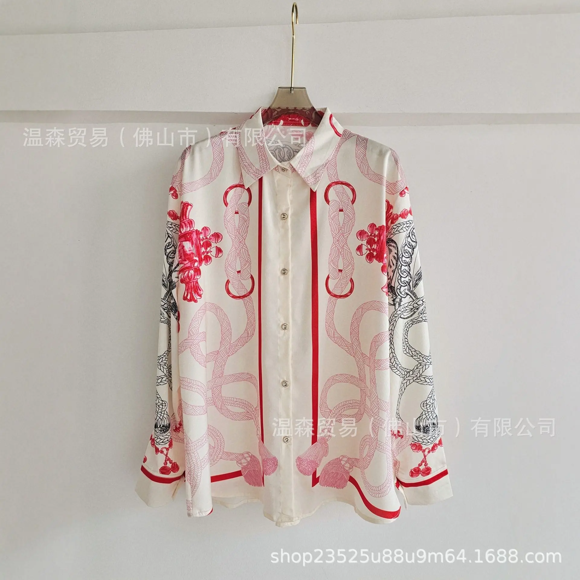 Baroque French Designer Printe - Silk Blouse Button review and price