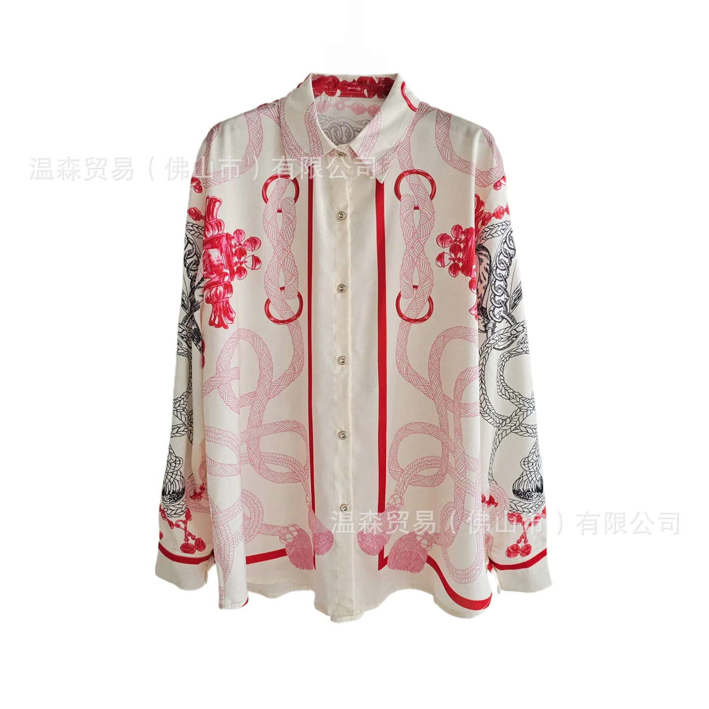 Baroque French Designer Printe - Silk Blouse Button review and price