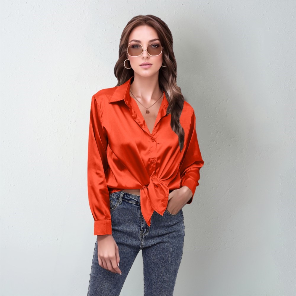 Spring Satin Shirt Women Loose - Silk Blouse Button review and price