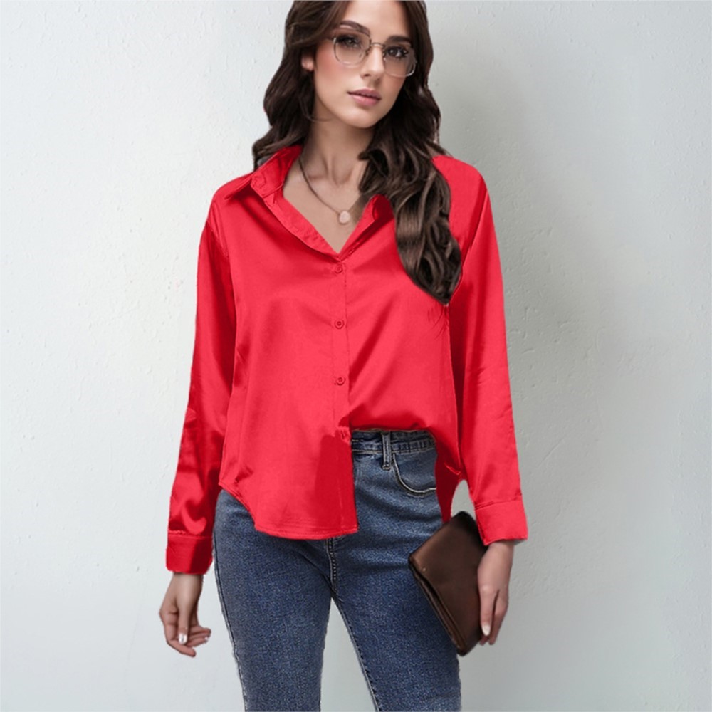 Spring Satin Shirt Women Loose - Silk Blouse Button review and price