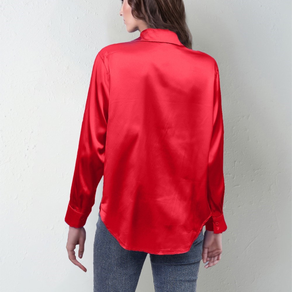 Spring Satin Shirt Women Loose - Silk Blouse Button review and price