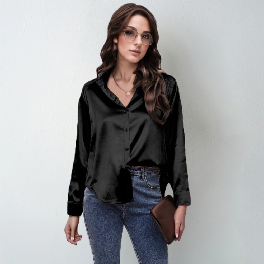 Spring Satin Shirt Women Loose - Silk Blouse Button review and price